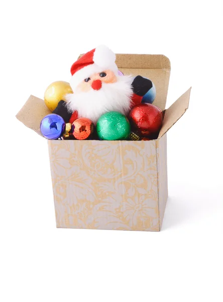 Santa em caixa de presente — Fotografia de Stock