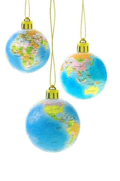 Tre ornamenti globo di Natale — Foto Stock