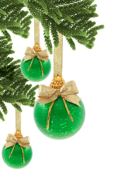 Green Christmas baubles — Stock Photo, Image