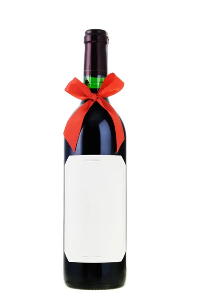 Botella de vino tinto con lazo — Foto de Stock