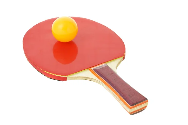 Bat tenis stołowy i piłka — Zdjęcie stockowe