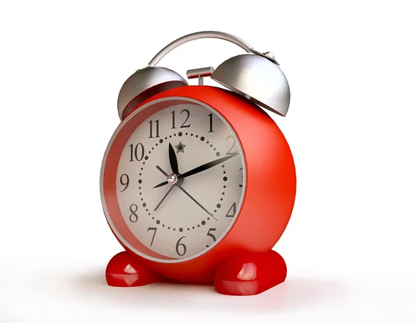 3D kırmızı alarm clock — Stok fotoğraf