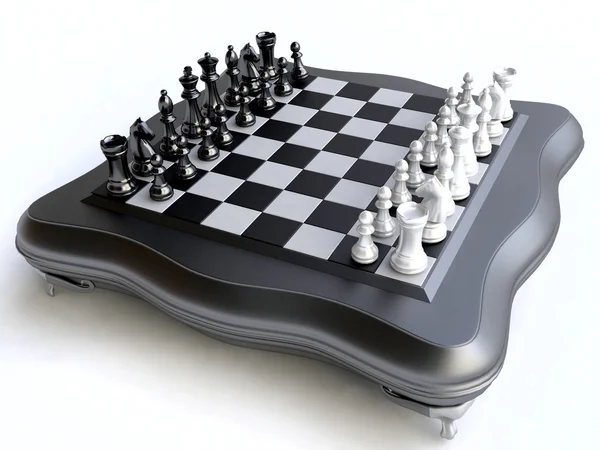 3D sakk-készlet fekete-fehér — Stock Fotó