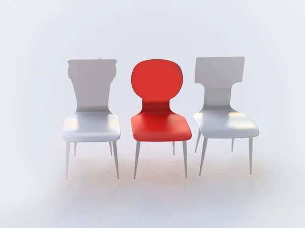Drei verschiedene moderne Stühle Stockbild