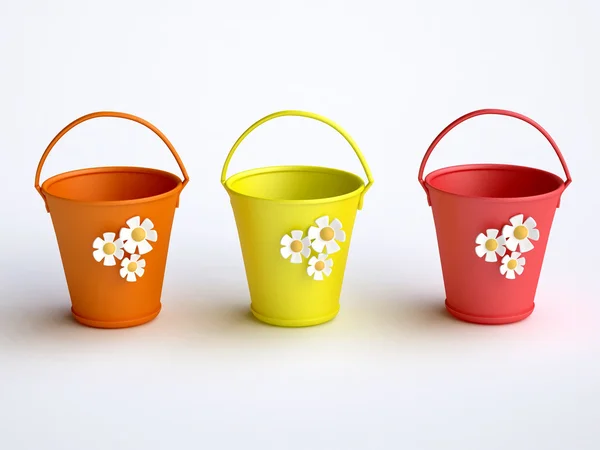 Funny colorful buckets Royalty Free Stock Photos
