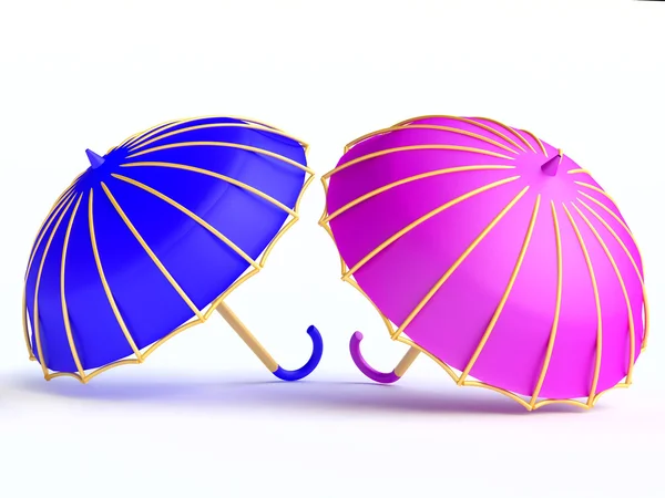 Μπλε και ιώδης ομπρέλες — Φωτογραφία Αρχείου