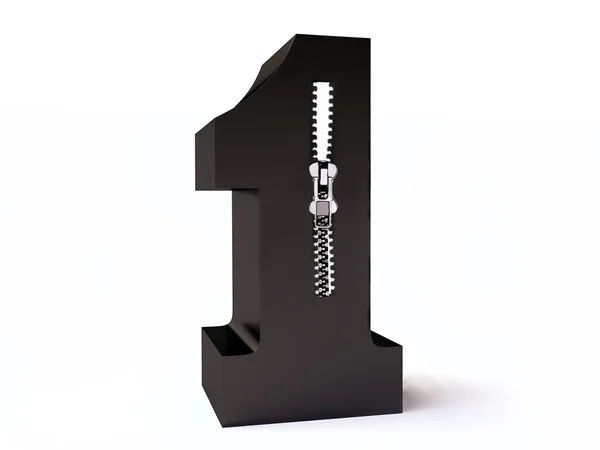 Number One with Zipper in 3D — Stock Photo, Image