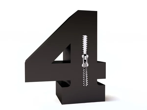 Number Four with Zipper — Stock Photo, Image