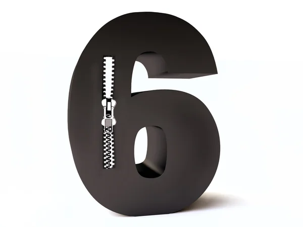 Number Six with Zipper — Stock Photo, Image
