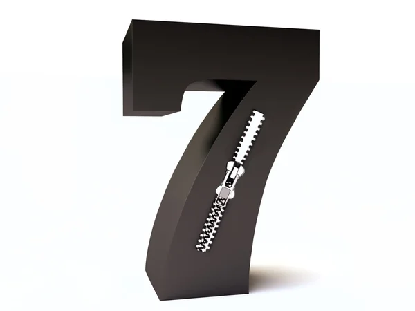 Number Seven with Zipper — Stock Photo, Image