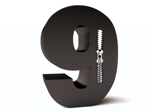 Number Nine with Zipper — Stock Photo, Image