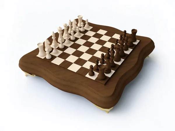 3D шахи дерев'яні — стокове фото