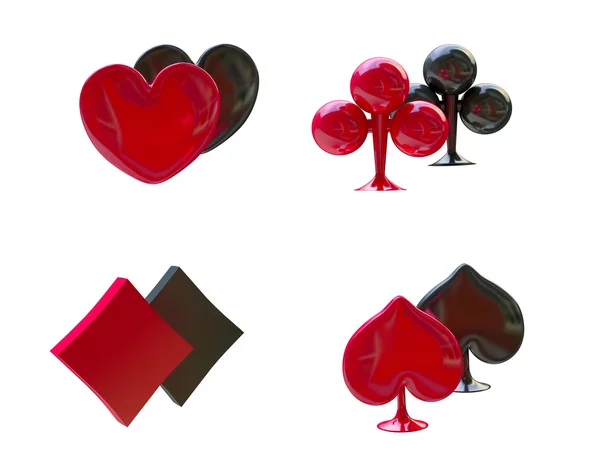 Kaart symbolen rood en zwart, vier Azen — Stockfoto