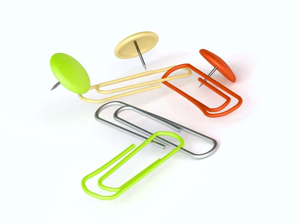 Colored clips and drawing pins — Stock Photo, Image