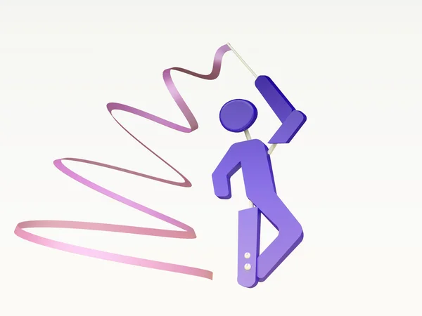 Gymnastka s fialovou stuhou — Stock fotografie