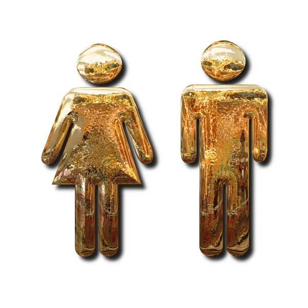 Goldem man en vrouw symbolen — Stockfoto