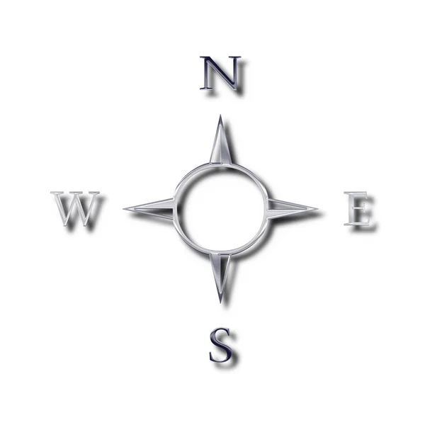 Silbernes Kompasssymbol — Stockfoto