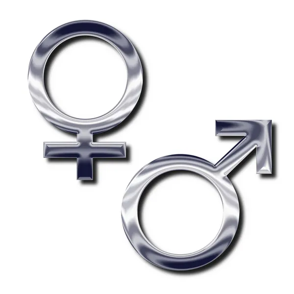 Серебряные мужские и женские символы — стоковое фото