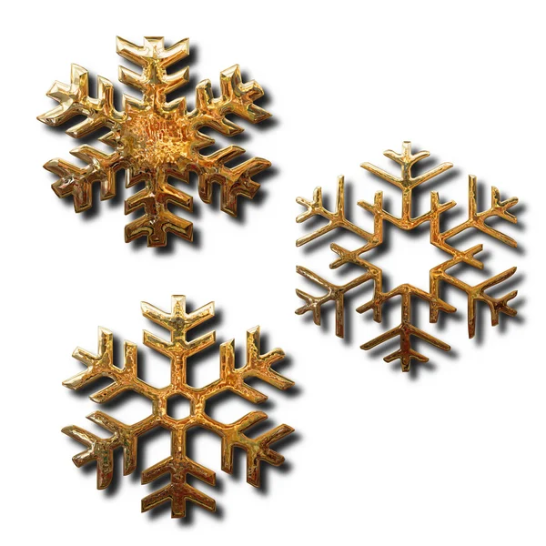 Golden snowflakes — Stock Photo, Image
