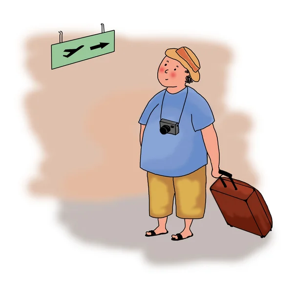 Ilustracja turystów na lotnisku — Zdjęcie stockowe