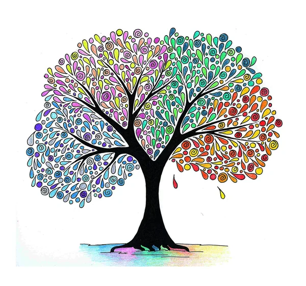 Illustration of a four seasons tree — Stock Photo, Image