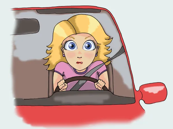 Blonde girl driving — Stock Photo, Image