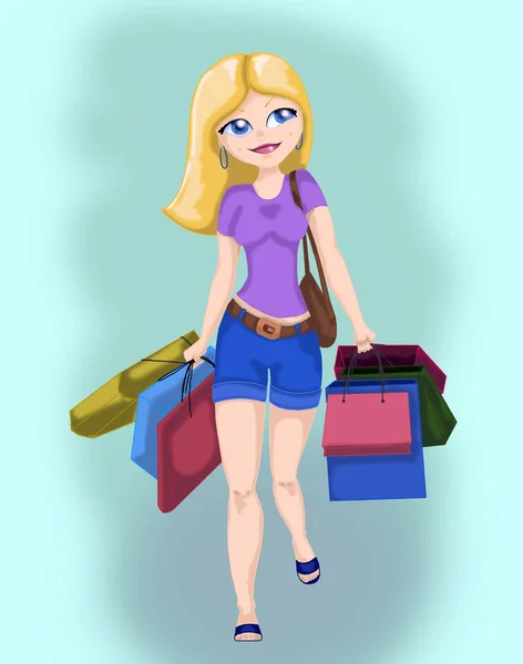 stock image Shopping girl