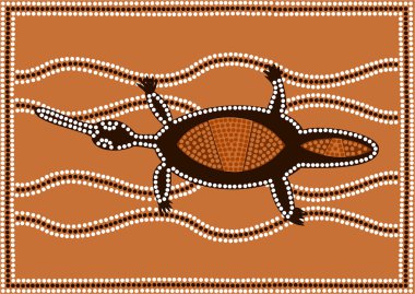 Illustration based on aboriginal style of dot painting depicting platypus clipart