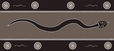 Illustration based on aboriginal style of dot painting depicting snake clipart