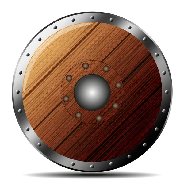 Vector escudo de madera — Vector de stock