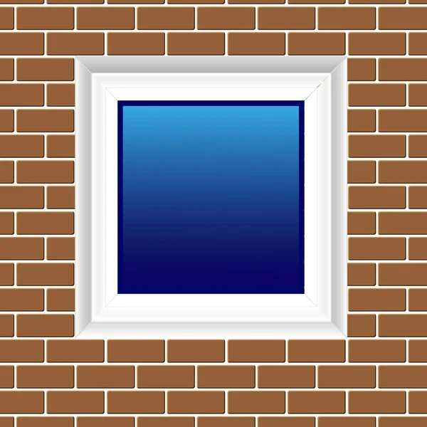Pared de ladrillo con ventana — Vector de stock
