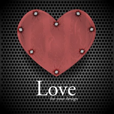 Vector heart on a metal plate clipart