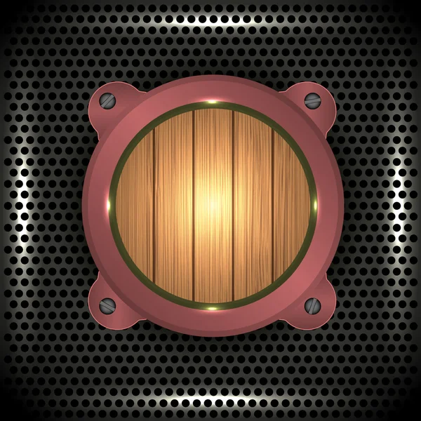 Ícone de madeira vetorial em uma placa de metal — Vetor de Stock