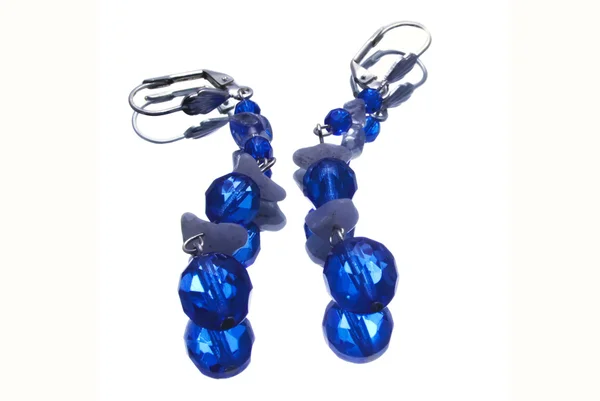 Handmade silver earrings with gemstones — Stock Photo, Image