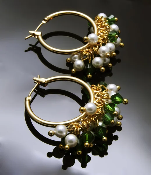 Handmade earrings with gemstones — Stock Photo, Image