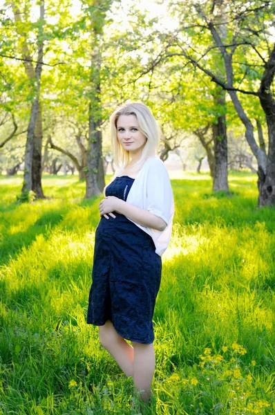 Jonge zwangere vrouw in park — Stockfoto