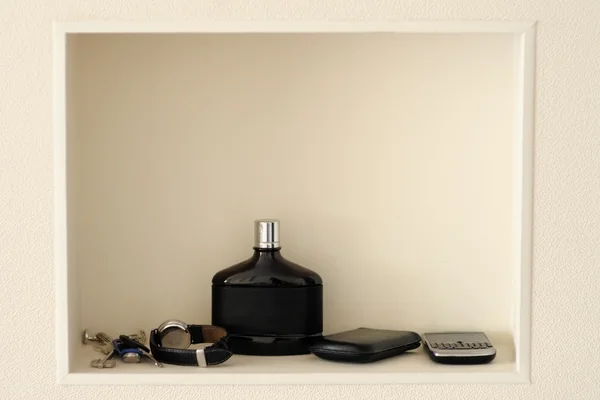 Stock image Shelf in a beige wall