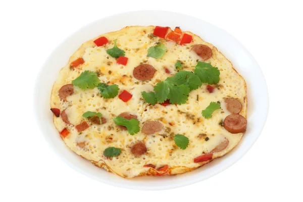 Omelet with sausages and pepper — Stock Photo, Image