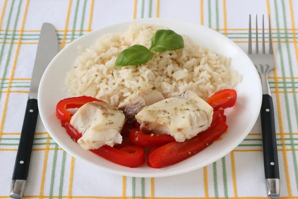 Boiled fish with rice — Stock Photo, Image