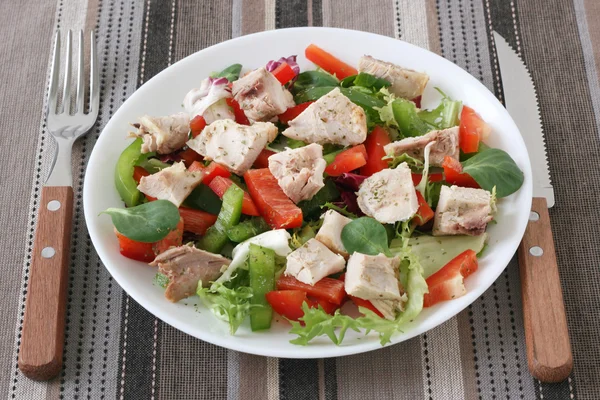 Salad with boiled chicken — Stock Photo, Image