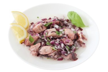 Octopus salad with lemon and basil clipart