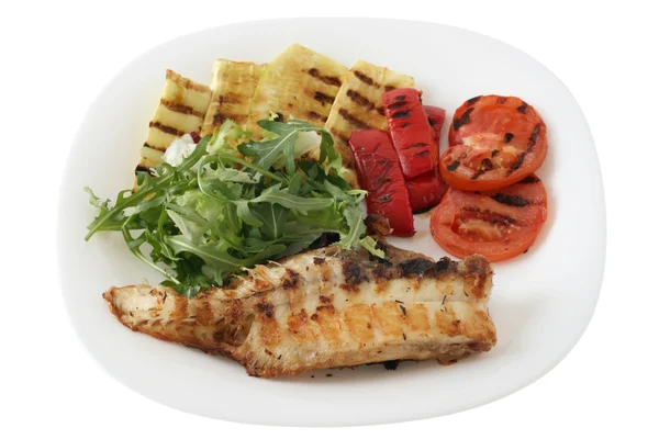 Grillezett vörös-hal, zöldséges — Stock Fotó