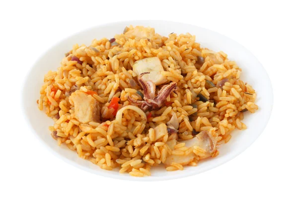 Rice with squid and fish — Stock Photo, Image