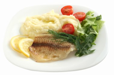 Tilapia with mashed potato clipart