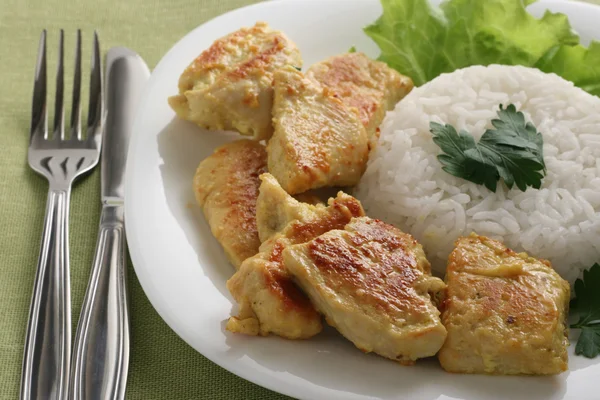 Pollo frito con arroz — Foto de Stock