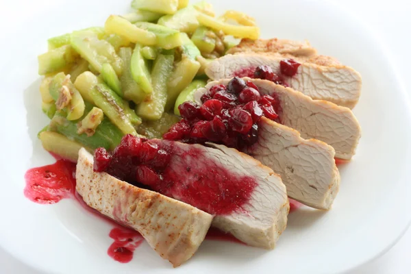Turkey with cranberry sauce — Stock Photo, Image