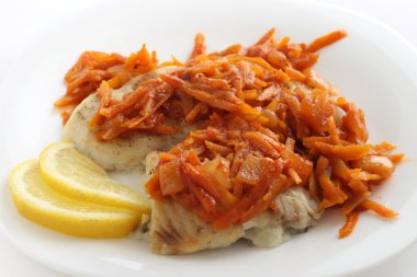 Fish with fried carrot