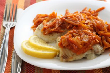 Fish with fried carrot