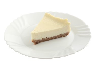 Beyaz bir plaka üzerinde Cheesecake