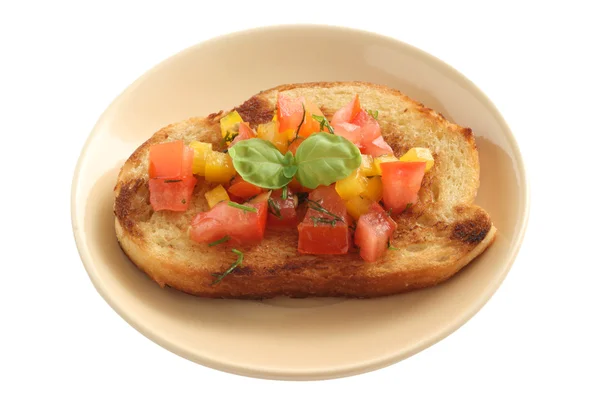 Toast s řez rajčete — Stock fotografie